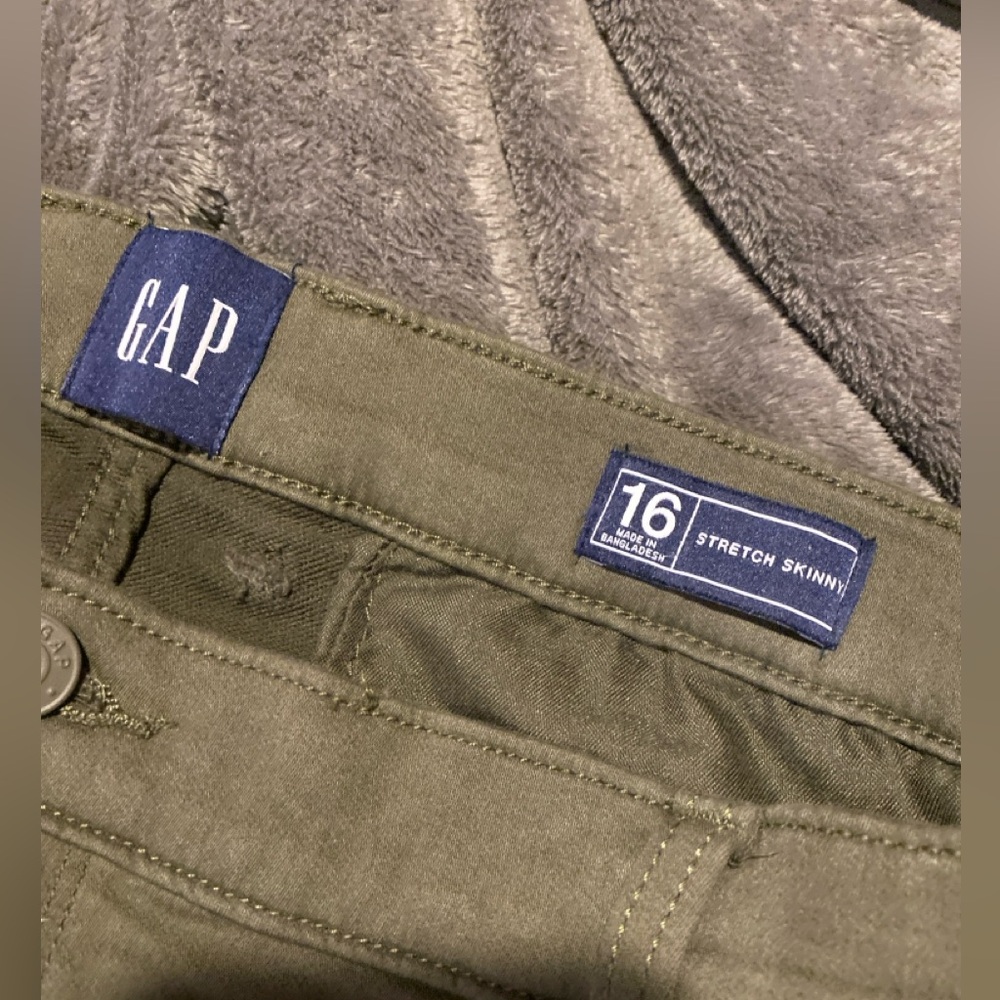 GAP womens green khaki skinny stretch pants 16 high rise - Picture 2 of 3